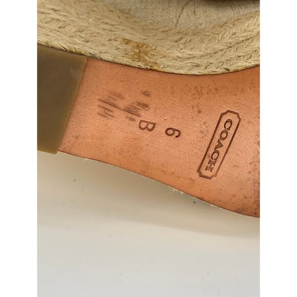 COACH Women's Beige Milan Peep-Toe Canvas Espadrille Wedge Platform Heels SZ 6B - Picture 12 of 12